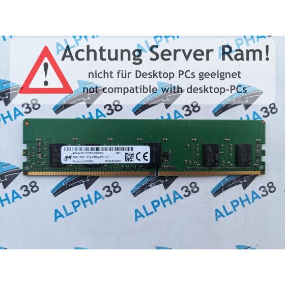 MTA9ASF1G72PZ-2G6 - Micron 8 GB DDR4-2666 RDIMM PC4-21300V-R 1Rx8