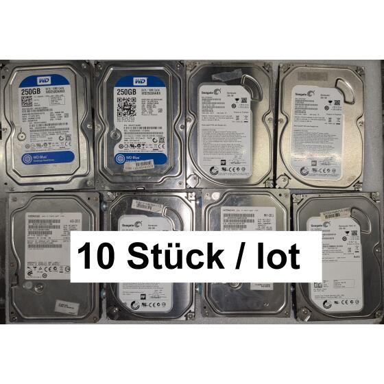 HDD 250 GB Gebraucht diverse Marken 10 Stück