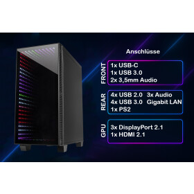 Gaming PC R5 X-608 AMD AMD Ryzen 7 5700X 32 GB - 1 TB Nvidia GeForce RTX 5060 120mm Wasserkühlung RGB Beleuchtung