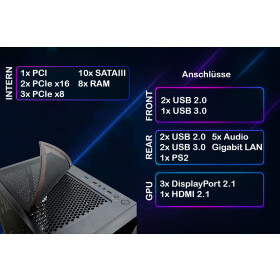 Gaming PC Xeon IT-3303 v4 Intel XEON 14x 3.30 GHz 64 GB - 1 TB NVMe Nvidia GeForce RTX 5060 Luftkühlung RGB Beleuchtung