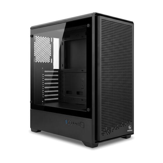 BROONBEE PC Gehäuse ATX E-ATX Gaming Midi Tower Mesh Glas Schwarz ohne Lüfter