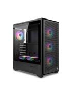 ATX E-ATX PC Gehäuse Gaming Midi Tower Mesh 6 ARGB Lüfter Tempered Glass Schwarz
