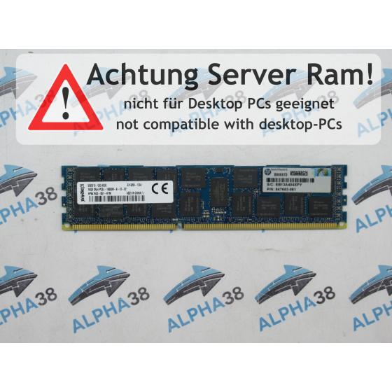 HP647653-081 - Kingston 16 GB DDR3-1333 RDIMM PC3L-10600R 2Rx4