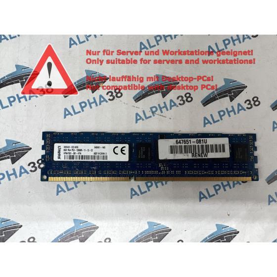 HP 647651-081 HYA - Kingston 8 GB DDR3-1600 RDIMM PC3L-12800R 1Rx4