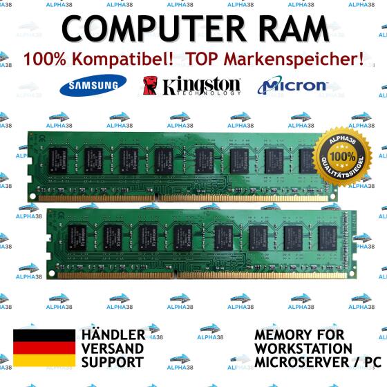 16 GB (2x 8 GB) UDIMM ECC DDR3-1333 RAM für HP Pro 3300 (Microtower und SFF