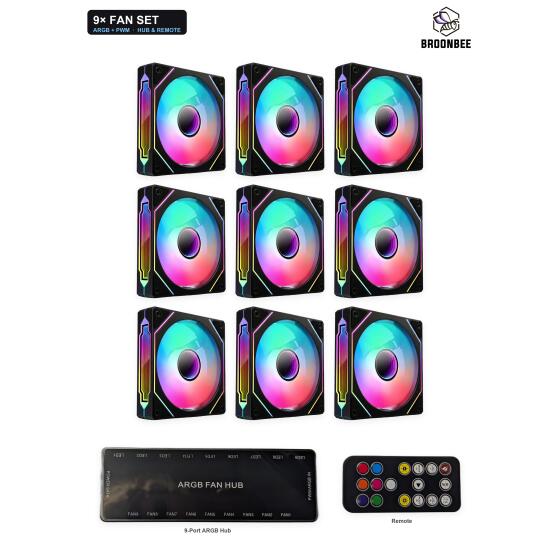 9x Lüfter + 1x Controller